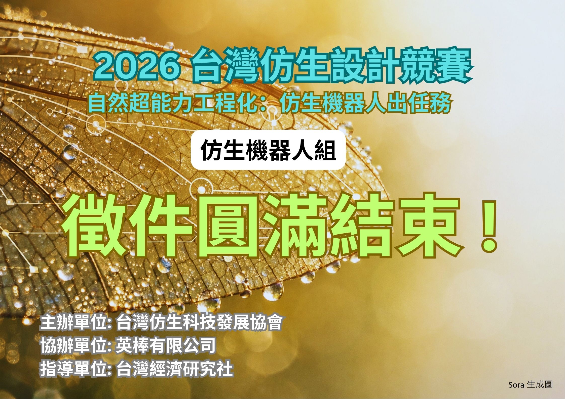 2026 台灣仿生設計競賽_仿生機器人_徵件圓滿結束